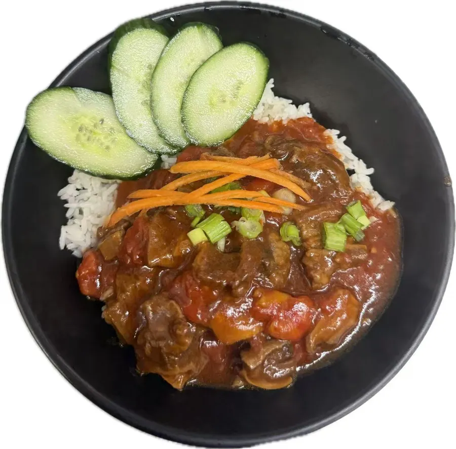 Tomato Beef Brisket with rice